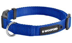 Collier chien bleu ajustable, anneau en D en métal argenté solide pour médaille, en nylon léger, confortable et durable.