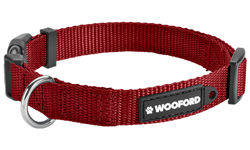 Collier pour Chien Nylon Robuste Collier chien rouge ajustable, anneau en D en métal argenté solide pour médaille, en nylon léger, confortable et durable.