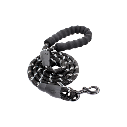 Laisse chien réfléchissante rose, 1,5 cm x 1,5 m, corde durable et poignée rembourrée pour confort et sécurité.