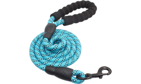 Laisse chien réfléchissante rouge, 1,5 cm x 1,5 m, corde durable et poignée rembourrée pour confort et sécurité.