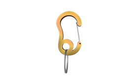 Mousqueton jaune robuste avec anneau, 13x22mm, idéal pour fixer médailles ou accessoires aux colliers de chien.