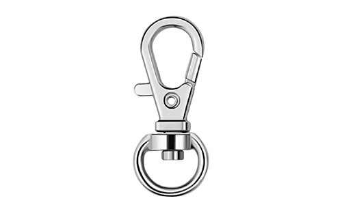 Mousqueton Crochet argenté à ressort 3cm x 1cm avec anneau circulaire, idéal pour attacher solidement des médailles pour chien.