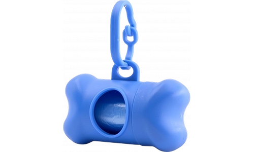 Distributeur de Sacs Ramasse-crottes pour Chien Distributeur de sacs à crottes bleu en forme d'os, pratique pour les chiens, s'attache facilement à la laisse.
