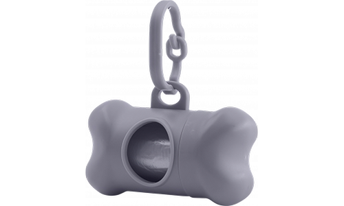 Distributeur de Sacs Ramasse-crottes pour Chien Distributeur de sacs à crottes gris en forme d'os, pratique pour les chiens, s'attache facilement à la laisse.