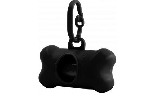 Distributeur de Sacs Ramasse-crottes pour Chien Distributeur de sacs à crottes noir en forme d'os, pratique pour les chiens, s'attache facilement à la laisse.