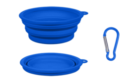 Bol pliable pour chien bleu, 350 ml, compact, pratique pour les voyages, facile à transporter et nettoyer.