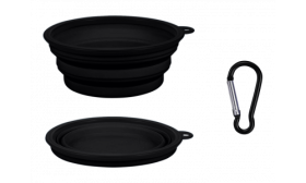 Bol pliable pour chien noir, 350 ml, compact, pratique pour les voyages, facile à transporter et nettoyer.