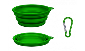 Bol pour Chien Pliable Bol pliable pour chien vert, 350 ml, compact, pratique pour les voyages, facile à transporter et nettoyer.