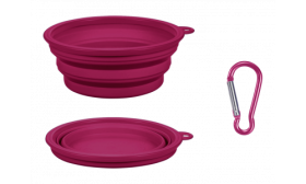 Bol pour Chien Pliable Bol pliable pour chien rose, 350 ml, compact, pratique pour les voyages, facile à transporter et nettoyer.