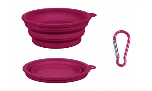 Bol pour Chien Pliable Bol pliable pour chien rose, 350 ml, compact, pratique pour les voyages, facile à transporter et nettoyer.