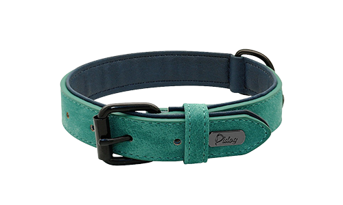 Luxueux Collier pour Chien en Velours Collier chien en velours vert luxe, longueur 35-37 cm, avec boucle métallique noire et D-ring pour un look stylé.