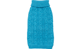 Pull en Coton Chaud pour Chiens Pull en coton chaud bleu pour chien, motif torsadé, protection supplémentaire, en coton de haute qualité.