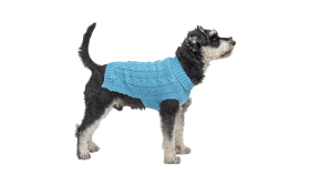 Pull en Coton Chaud pour Chiens Pull en coton chaud bleu pour chien, motif torsadé, protection supplémentaire, lavable à la main et en machine.