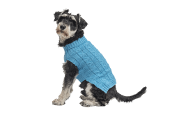 Pull en Coton Chaud pour Chiens Pull en coton chaud bleu pour chien, motif torsadé, protection supplémentaire, garde les chiens au chaud par temps froid.