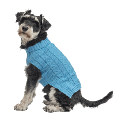 Pull en coton chaud bleu pour chien, motif torsadé, protection supplémentaire, garde les chiens au chaud par temps froid.