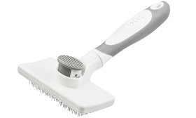 Brosse Auto-nettoyante pour Chien Brosse slicker auto-nettoyante pour chien et chat, avec poils rétractables et bouton pour un retrait facile des poils.