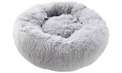Lit Luxe et Doux pour Chien Lit chien luxe rond, couleur grise, matériau doux de haute qualité, confort deluxe et design élégant.