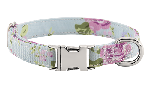 Collier chien à motif floral coloré avec boucle pour gravure du nom du chien, 36-60 cm x 2,5 cm, avec anneau en D.