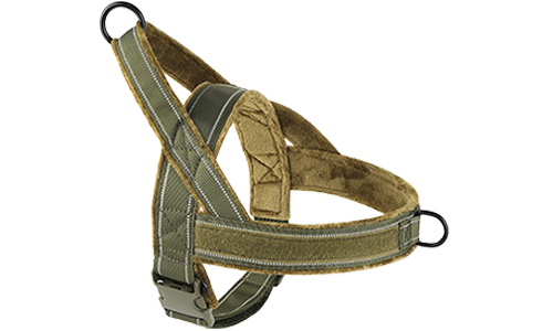 Harnais Réfléchissant et Rembourré pour Chien Anti-Traction Harnais réfléchissant vert avec rembourrage doux, design anti-traction, visibilité améliorée, sangles ajustables.