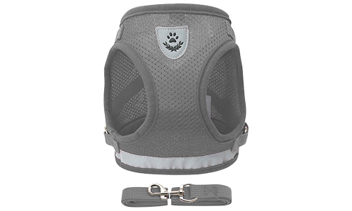 Gilet Harnais Réfléchissant pour Chien avec Laisse Harnais réfléchissant argenté pour chien avec laisse assortie, en tissu mesh respirant pour un ajustement confortable.