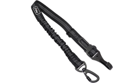 Laisse de sécurité réfléchissante noire pour chien, 55-65 cm, sangles ajustables, matériau réfléchissant très visible.