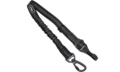 Laisse de sécurité réfléchissante noire pour chien, 55-65 cm, sangles ajustables, matériau réfléchissant très visible.