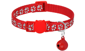 Collier pour Chat avec Motif de Patte Collier anti-traction pour chat à motif de pattes rouge, ajustable et léger, boucle de sécurité, clochette assortie.