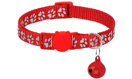 Collier pour Chat avec Motif de Patte Collier anti-traction pour chat à motif de pattes rouge, ajustable et léger, boucle de sécurité, clochette assortie.
