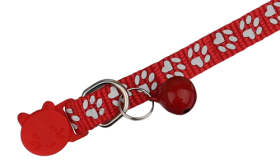 Collier pour Chat avec Motif de Patte Collier anti-traction pour chat à motif de pattes rouge, ajustable et léger, réfléchissant, clochette assortie.