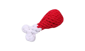 Jouets pour Chiens en Corde – Lot de 4 Ensemble de quatre jouets en corde pour chien rouges et blancs, avec anneau, baguette, cœur et os, lavable à la main.