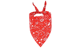 Bandana rouge pour chien, cœur et baisers blancs, idéal pour la Saint-Valentin, lavable en machine et à la main.