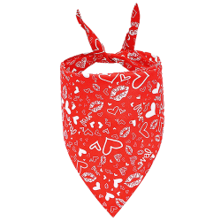 Bandana rouge pour chien, cœur et baisers blancs, idéal pour la Saint-Valentin, lavable en machine et à la main.
