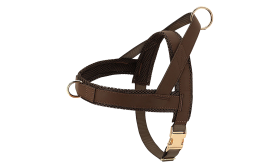 Kit harnais marron pour chien avec collier et laisse assortis, léger, durable et long-lasting, accessoire tendance.