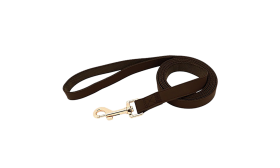 Kit harnais marron pour chien avec collier et laisse assortis, léger, boucle dorée, ajustable pour un confort optimal.