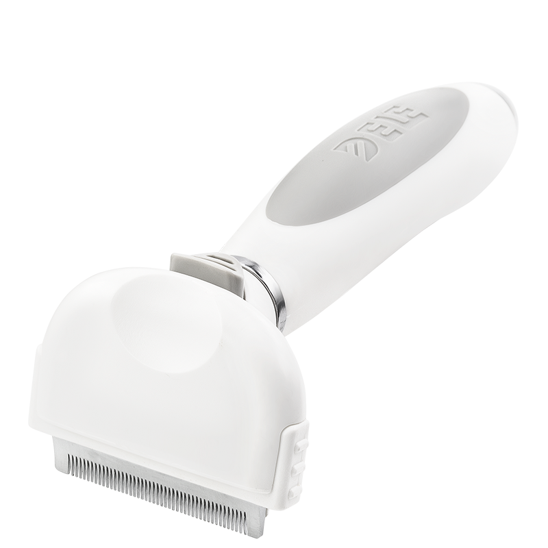Peigne de toilettage pour Chien et Chat Petite brosse anti-perte blanche pour chien, dents métalliques fines et poignée ergonomique, réduit la perte de poils.