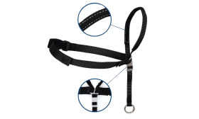 Collier de tête anti-traction noir pour chien avec sangle ajustable et boucle de nez rembourrée, taille moyenne.