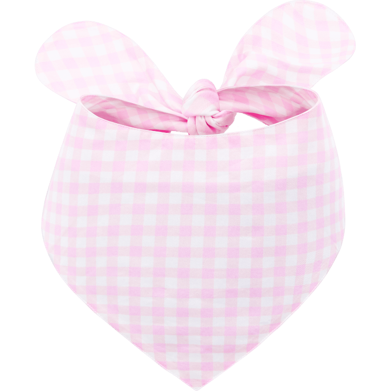 Bandana élégant pour Chien Bandana à carreaux rose et blanc pour chien avec nœud, facile à laver, en coton léger 100%.