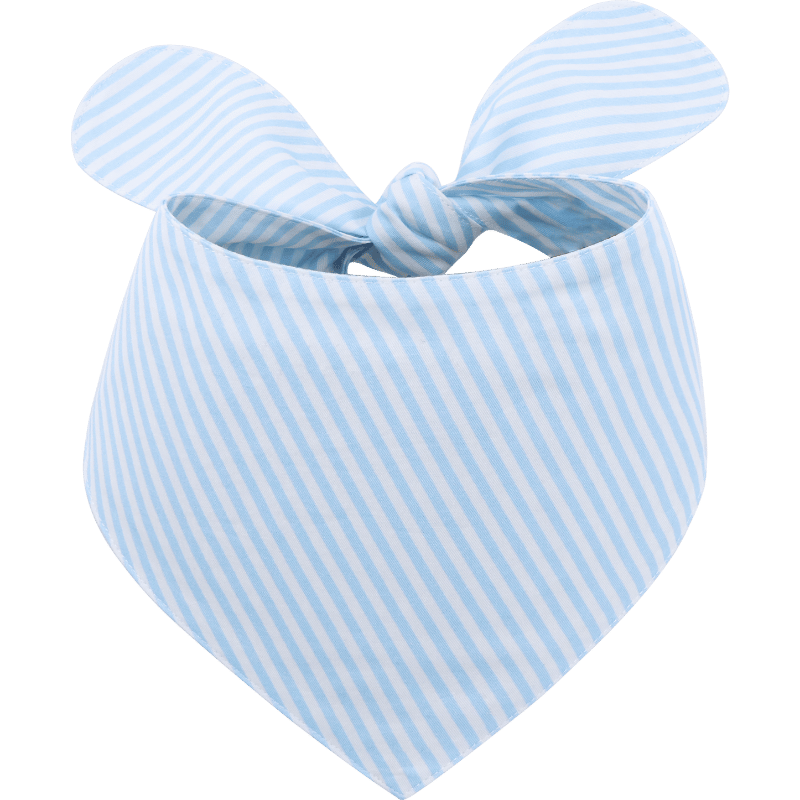 Bandana élégant pour Chien Bandana rayée bleu clair et blanc pour chien avec nœud, facile à laver, en coton léger 100%.