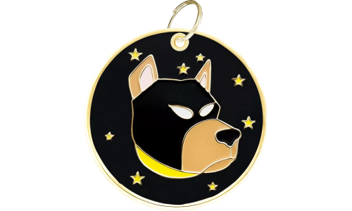 Médaille chien phosphorescente avec tête de Doberman, légère pour le confort du chien, zone gravable et bords lisses.