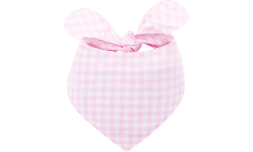 Bandana personnalisée rayée rose clair et blanc pour chien, personnalisable avec nom brodé.