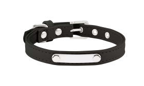 Collier pour Chien Gravé Classique Collier chien noir classique avec plaque ID intégrée pour gravure, 27-34 cm x 1,5 cm, durable et robuste.