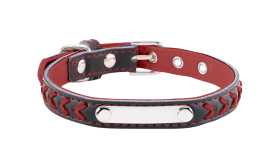 Collier pour Chien Gravé Tressé Collier chien tressé rouge avec plaque ID intégrée pour gravure, 27-34 cm x 1,5 cm, personnalisable avec nom gravé.