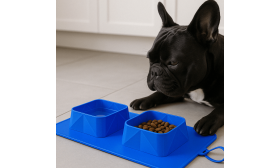 Gamelle de Voyage Pliable pour Chien - 1 200 ml tapis alimentaire double pliable Gamelle de Voyage Pliable pour Chien - 1 200 ml tapis alimentaire double pliable