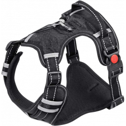 Harnais anti-traction pour chien, rembourré, réglable, coutures renforcées, confortable et sûr.