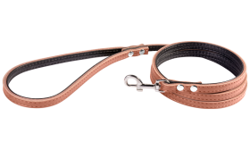 Laisse chien en cuir marron, 1,5 m, taille petite, couture solide, fermoir durable, intérieur rembourré en cuir véritable.