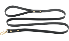 Laisse pour Chien en Cuir Véritable Haut de Gamme Laisse haut de gamme en cuir noir pour chien, 120 cm, durable, avec clip doré robuste pour une fixation facile.