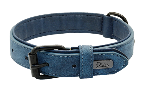 Luxueux Collier pour Chien en Velours Collier chien en velours bleu luxe, longueur 49-52 cm, avec boucle métallique noire et D-ring pour un look stylé.
