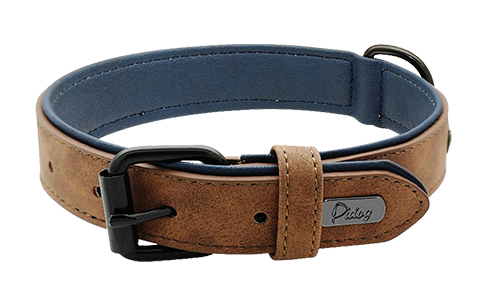 Luxueux Collier pour Chien en Velours Collier chien en velours brun luxe, longueur 49-52 cm, avec boucle métallique noire et D-ring pour un look stylé.