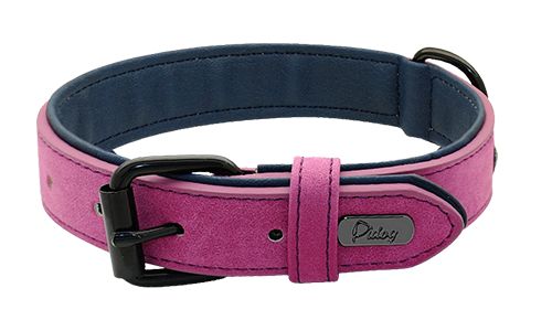Luxueux Collier pour Chien en Velours Collier chien en velours rose luxe, longueur 49-52 cm, avec boucle métallique noire et D-ring pour un look stylé.