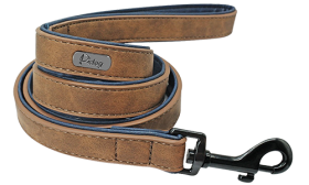 Laisse en velours marron pour chien, 120 cm, facile à tenir, matériaux de qualité, pour des balades confortables.